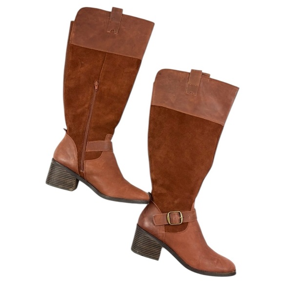 Lucky Brand Caramel Leather Kailan Knee-High Women's Riding Boots Size 9.5 - Picture 2 of 14